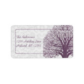 Plum Tree Grey Damask Return Address Labels (Voorkant)