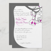 Plum Tree Swirl Plum Inséparables Faire-part de ma (Devant / Derrière)