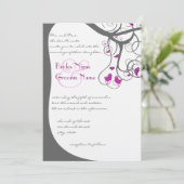 Plum Tree Swirl Plum Tortelduifjes Weddenschap Kaart (Staand voorkant)