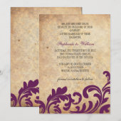 Plum Vintage Floral Faire-part de mariage (Devant / Derrière)