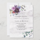Plum Violet Chic Peony Couples Shower Invitations (Voorkant)