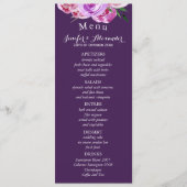 Plum violet fleuri mariage menu (Devant)