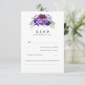 Plum Violet Flowers Elegant Wedding RSVP (Staand voorkant)