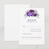 Plum Violet Flowers Elegant Wedding RSVP Kaartje (Voorkant / Achterkant)