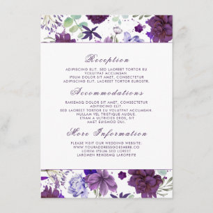 Plum Violet Flowers Trouwinformatie Gast Informatiekaartje