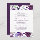 Plum Violet Flowers Trouwinformatie Gast Informatiekaartje (Voorkant / Achterkant)