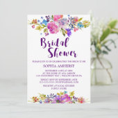 Plum violet Jardin nuptiale Douche Invitation Cart (Debout devant)