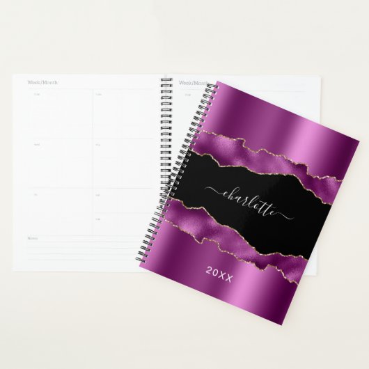 Plum violet noir agate marbre nom script 2023 (Devant avec enveloppe)