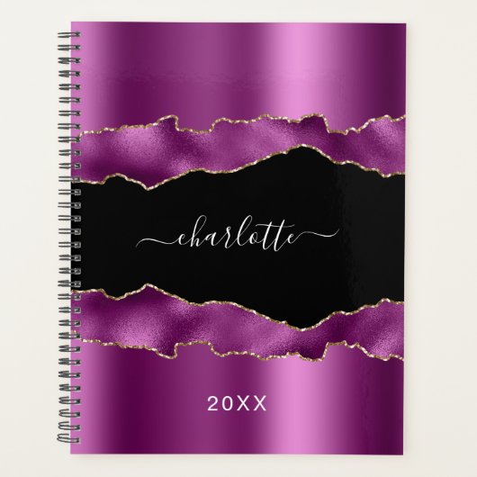 Plum violet noir agate marbre nom script 2023 (Devant)