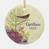 Plum Vogel Kerstmis Koppels Foto Ornament (Voorkant)