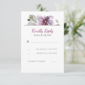 Plum Watercolor Blossom Wedding Cartes RSVP (Debout devant)
