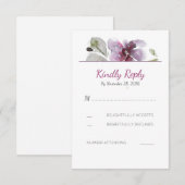Plum Watercolor Blossom Wedding Cartes RSVP (Devant / Derrière)