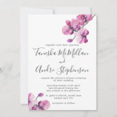 Plum Waterverf Orchids Wedding Invitation Kaart (Voorkant)