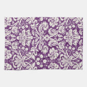 Plum White Damask Pattern Theedoek (Horizontaal)