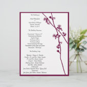 Plum Wild Flower Branches Wedding Programme- (Staand voorkant)