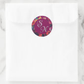 Plum Wildflowers Boeket Monogram Initialen Sticker (Tas)