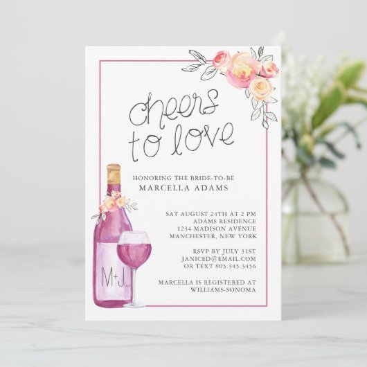 Plum Wine Bridal Brunch Kaart (Staand voorkant)