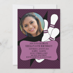 Plum Wine Geen tijd om Bowling Party foto te spare Kaart