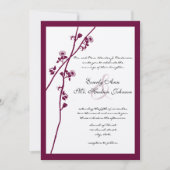 Plum Wine Wildflower Branch Wedding Invitting Kaart (Voorkant)