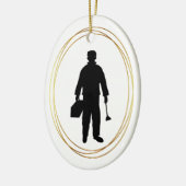 Plumber Black Silhouette-kerstversiering Keramisch Ornament (Links)