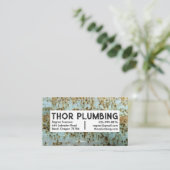 Plumber Contractor Handyman Cool Rustic Texture Visitekaartje (Staand voorkant)