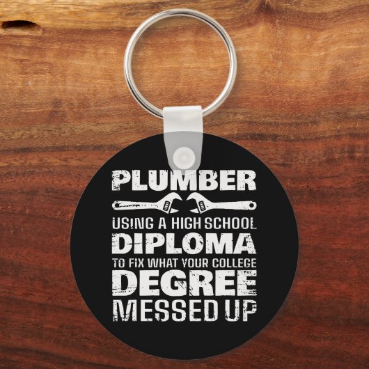Plumber Diploma Degree Up Sleutelhanger (Voorkant)