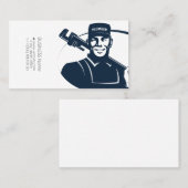 Plumber in uniform met een moersleutel visitekaartje (Voorkant / Achterkant)