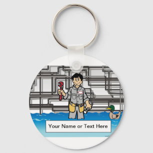 Plumber - Mannelijke Cartoon door PrintedPerfectio Sleutelhanger