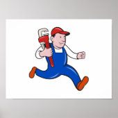 Plumber met monniksmoersleutel Cartoon Poster (Voorkant)