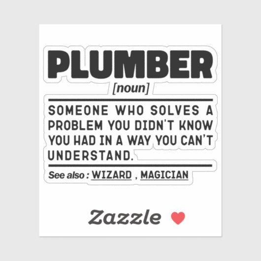 Plumber Noun Loodgietersreparatie Humor Quote Sticker (Vel)