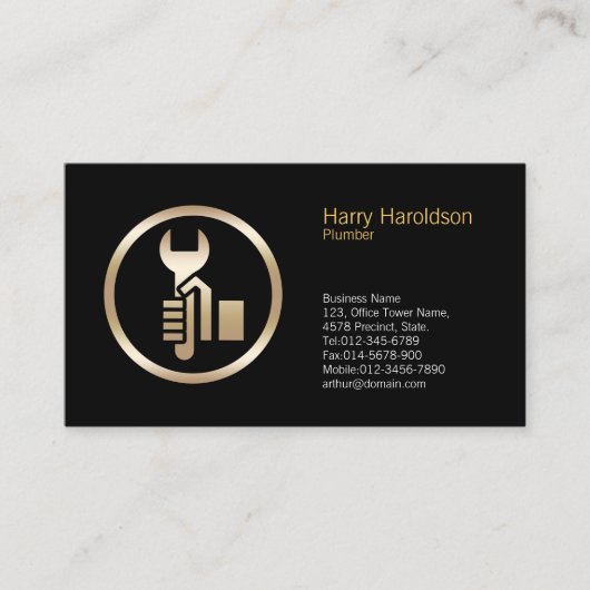 Plumber Plumbing Pipe Wrench Visitekaartje (Voorkant)