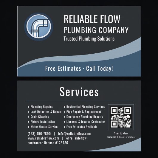 Plumber Plumbing QR Code Professional  Visitekaartje