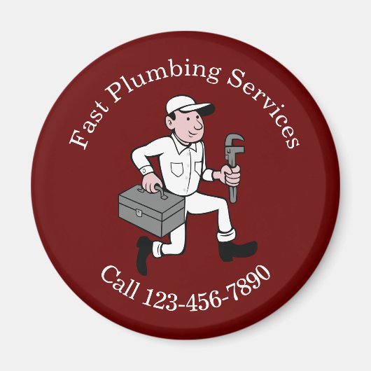 Plumber Plumbing Service Custom Business Magnets Magneet (Voorkant)