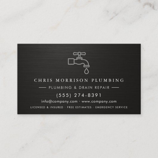 Plumber QR Code Faucet Water Drop Icon Visitekaartje (Voorkant)