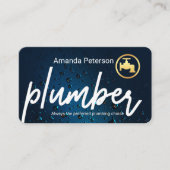 Plumber Signage In Blue Waterdrops Visitekaartje (Voorkant)