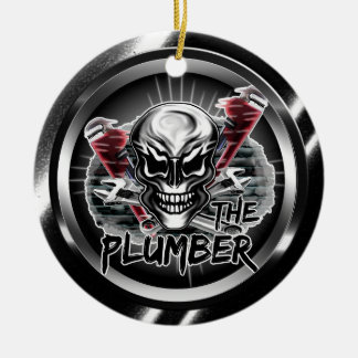 Plumber Skull Ornament: "The Plumber" Keramisch Ornament