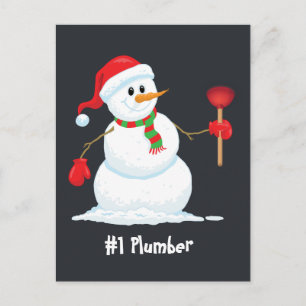 Plumber Snowman Briefkaart