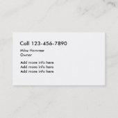 Plumber Visitekaartje Design (Achterkant)