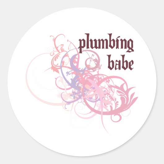 Plumbing Babe Ronde Sticker (Voorkant)