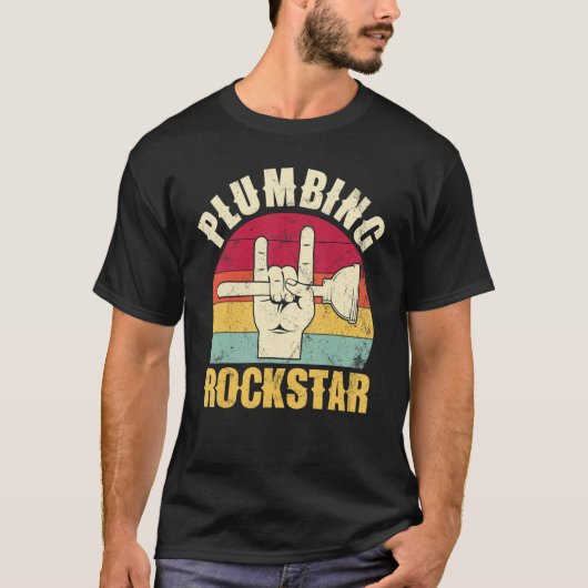 Plumbing rockstar, funny plumber, toilet plunger h t-shirt (Voorkant)
