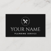 Plumbing Service Plumber Handyman Black & White Visitekaartje (Voorkant)