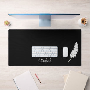 Plume blanche cygne et calligraphie script sur fon