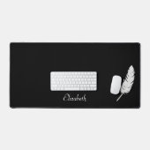 Plume blanche cygne et calligraphie script sur fon (Clavier et souris)