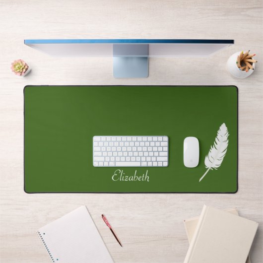 Plume blanche cygne et calligraphie script sur fon (Bureau 1)