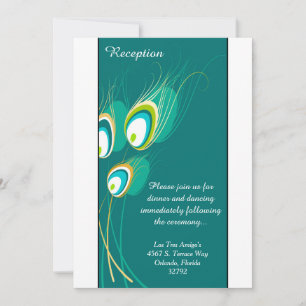 Plume de Paon Bleu Carte de Réception 3.5x7