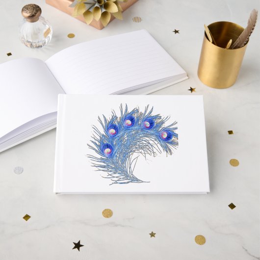 Plume de paon bleu électrique graphique pour artis (Recto ouvert)