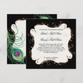 Plume de paon en torrents - Faire-part de mariage (Devant / Derrière)