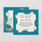 Plume de paon en torrents - Faire-part de mariage (Devant / Derrière)