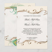 Plume de paon en torrents - Faire-part de mariage (Devant / Derrière)