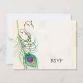 Plume de paon en volutes - Faire-part de mariage (Dos)